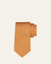 Ferragamo Orange Gancini Silk Tie In Orange