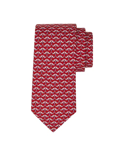 Ferragamo Men's Fox Print Silk Tie In Red