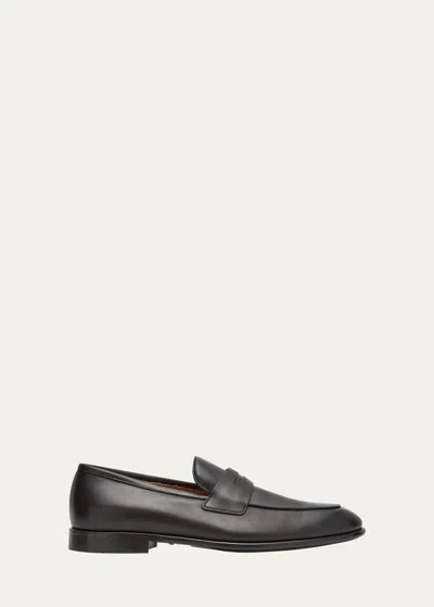 Ferragamo Men's Funes Leather Penny Loafers In Hickory
