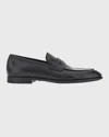 FERRAGAMO MEN'S FUNES LEATHER PENNY LOAFERS