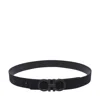 Ferragamo Adjustable Geometric Pattern Reversible Belt In Black