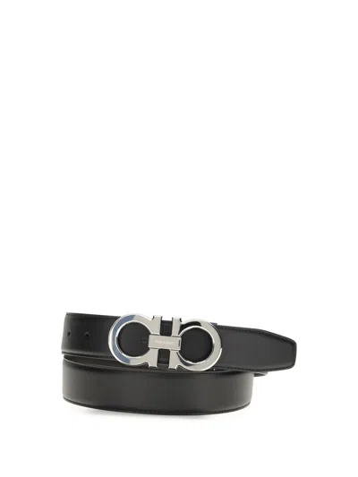 Ferragamo Men Gancini Belt In Black