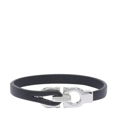 Ferragamo Men Gancini Bracelet In Black