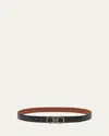 Ferragamo Men's Gancini-buckle Reversible Leather Belt In Black