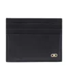 Ferragamo Black Card Holder With Micro Gancini On The Front And Logo Lettering On The Rear In Black