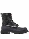 Ferragamo Gancini Combat Boots In Black