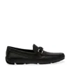Ferragamo Leather Ornament Driver Loafers In Black