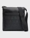 Ferragamo Gancini Pattern Leather Crossbody Bag In Nero
