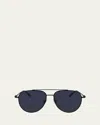 Ferragamo Men's Gancini Evolution Metal Aviator Sunglasses In Matte Black