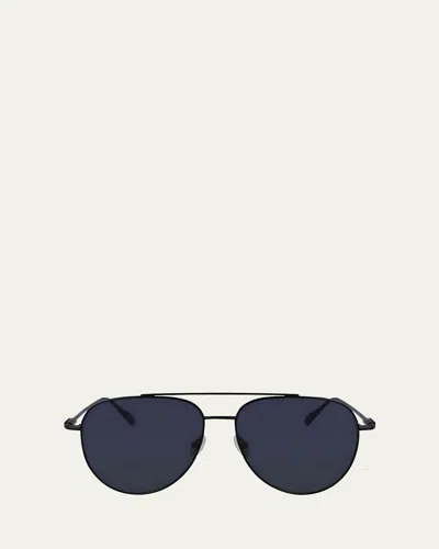 FERRAGAMO MEN'S GANCINI EVOLUTION METAL AVIATOR SUNGLASSES