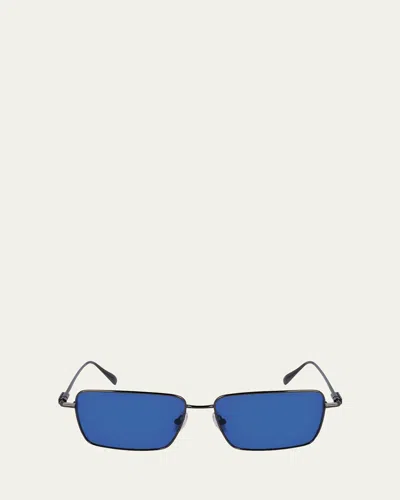 FERRAGAMO MEN'S GANCINI EVOLUTION METAL RECTANGLE SUNGLASSES