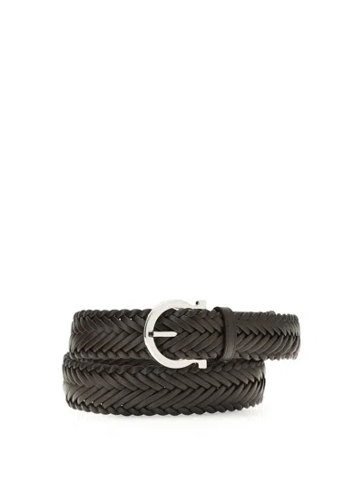 Ferragamo Men Gancini Fixed Belt In Brown