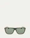 Ferragamo Men's Gancini Flat-top Navigator Sunglasses In Black