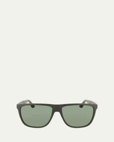 Ferragamo Men's Gancini Flat-top Navigator Sunglasses In Black