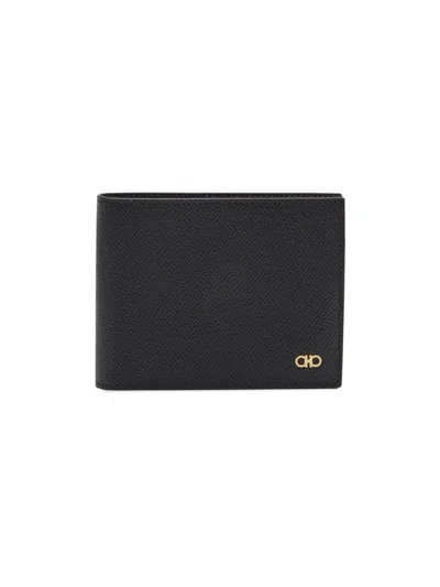 Ferragamo Men's Gancini Grain Leather Bifold Wallet In Black