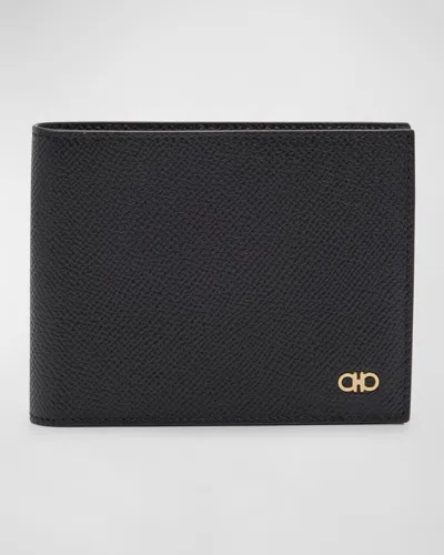 FERRAGAMO MEN'S GANCINI GRAINED LEATHER BIFOLD WALLET