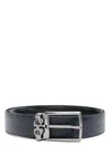 Ferragamo Double Logo-embossed Leather Belt In Blue