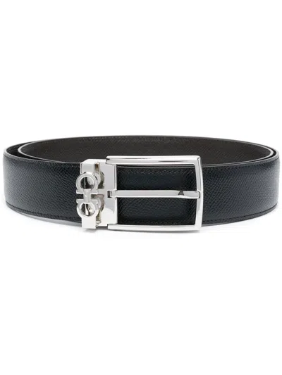 Ferragamo Men Gancini Leather Belt In Multicolor