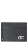Ferragamo Men's Gancini Leather Card Holder In Black