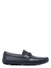 Ferragamo Gancini Leather Loafers In Blue