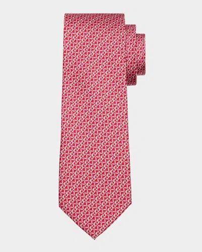 FERRAGAMO MEN'S GANCINI LETTERING SILK TIE