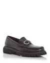 Ferragamo Gancini Black Loafers In Nero