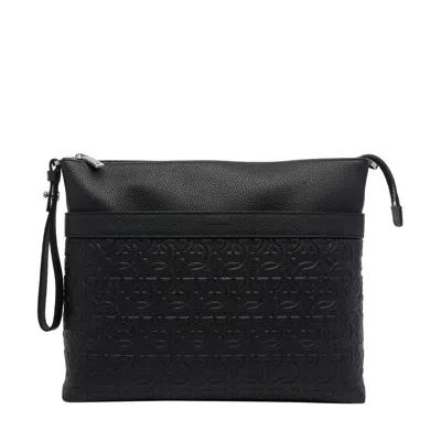 Ferragamo Men Gancini Messenger Bag In Black