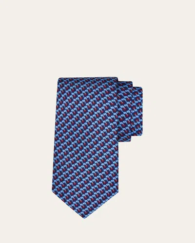 Ferragamo Men's Gancini Micro-elephant Silk Tie In Brown