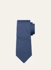Ferragamo Gancini Monogram Print Silk Tie In Fnavyros