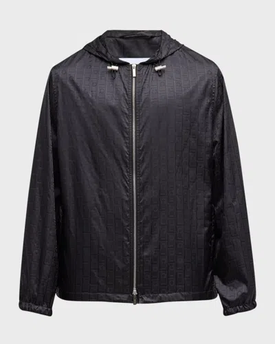 Ferragamo Men's Gancini Monogram Rain Jacket In Nero