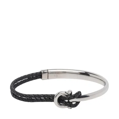 Ferragamo Men Gancini Nodo Amour Bracelet In Black