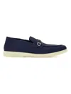 Ferragamo Leather Loafers With Gancini Ornament In Blue