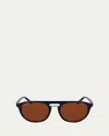 Ferragamo Gancini 54mm Aviator Sunglasses In Blue