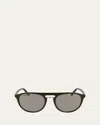 Ferragamo Men's Gancini Plastic Aviator Sunglasses In Dark Khaki