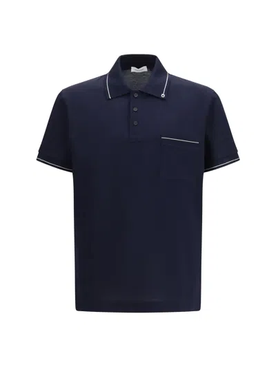 Ferragamo Collared Short-sleeved Polo Shirt In Blue