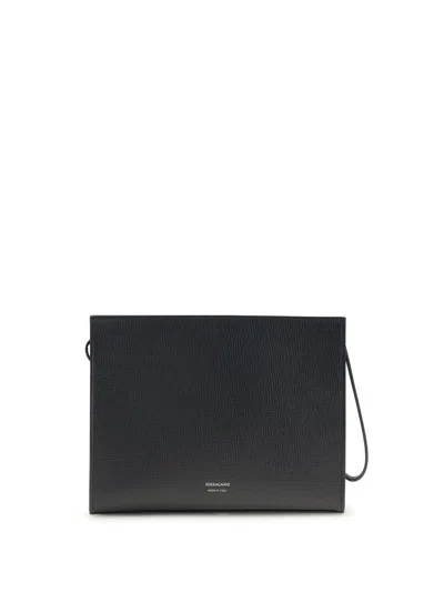 Ferragamo Men Gancini Pouch In Black