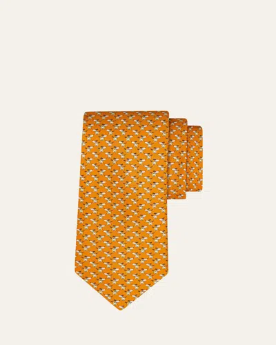 Ferragamo Men's Gancini Puppy Tie In Orange