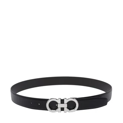 Ferragamo Men Gancini Reversible Belt In Black