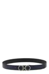 Ferragamo Reversible Belt With Adjustable Length And Metal Buckle In Black