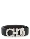 Ferragamo Men's Gancini Reversible Leather Belt In Black