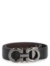 Ferragamo Men's Gancini Reversible Leather Belt In Black
