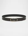 Ferragamo Men's Gancini Reversible Leather Belt In Brown