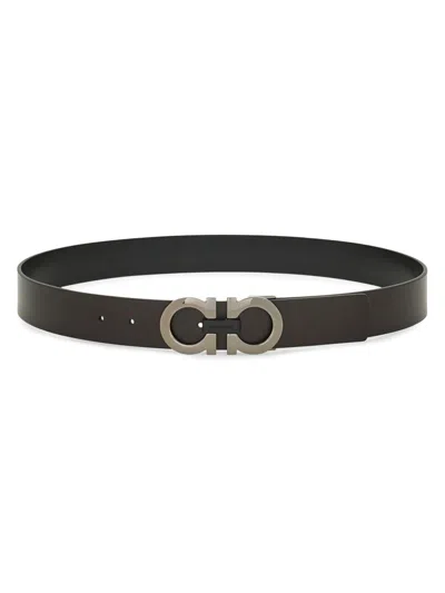 Ferragamo Men's Gancini Reversible Leather Belt In Multi