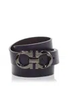 Ferragamo Men's Gancini Reversible Leather Belt In Nero