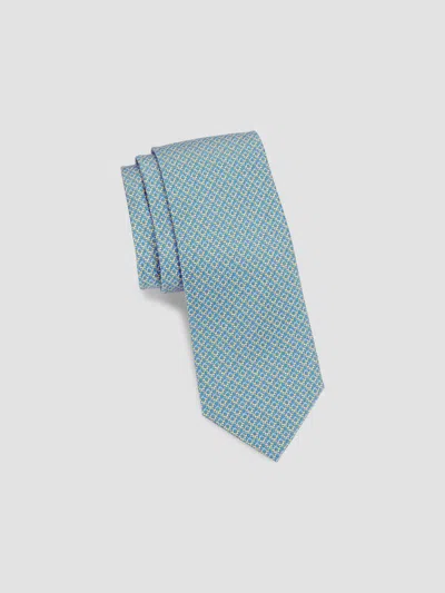 Ferragamo Men's Gancini Silk Tie In Navy Azzurro