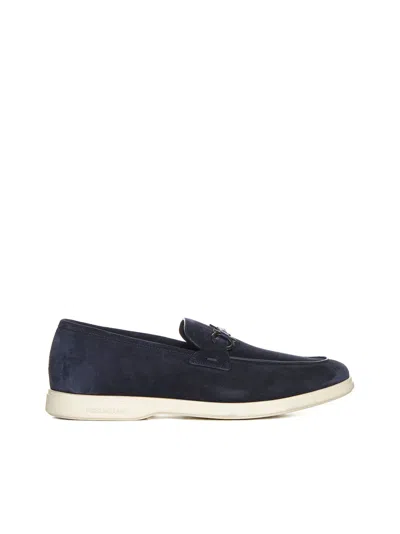 Ferragamo Men Gancini Suede Loafers
