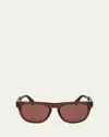 Ferragamo Brown Acetate Sunglasses In Transparent Brown