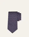 Ferragamo Turtle Print Silk Tie In Purple