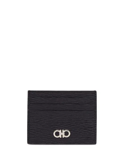 Ferragamo Men's Gancini Two-tone Cardholder In Black