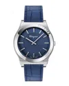 Ferragamo Gancini Leather Watch In Blue